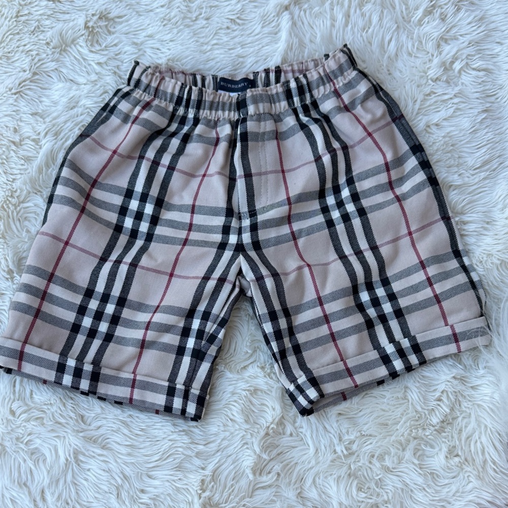 Burberry - Beige and Black Plaid Kids Shorts